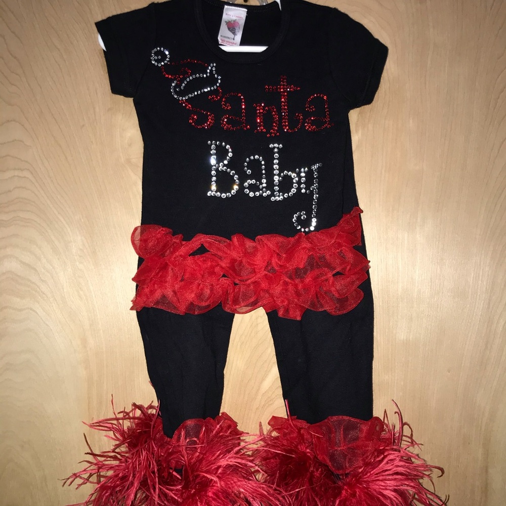 Born 4 Couture Black Santa Baby Outfit Size 2